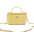 Chanel Quilted Lambskin Vanity Case with Chain - Light Yellow