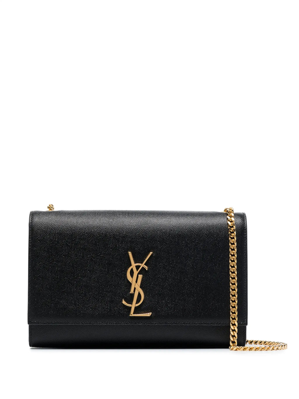 YSL SAINT LAURENT Kate Medium Grain de Poudre Shoulder Bag Black with Gold Logo