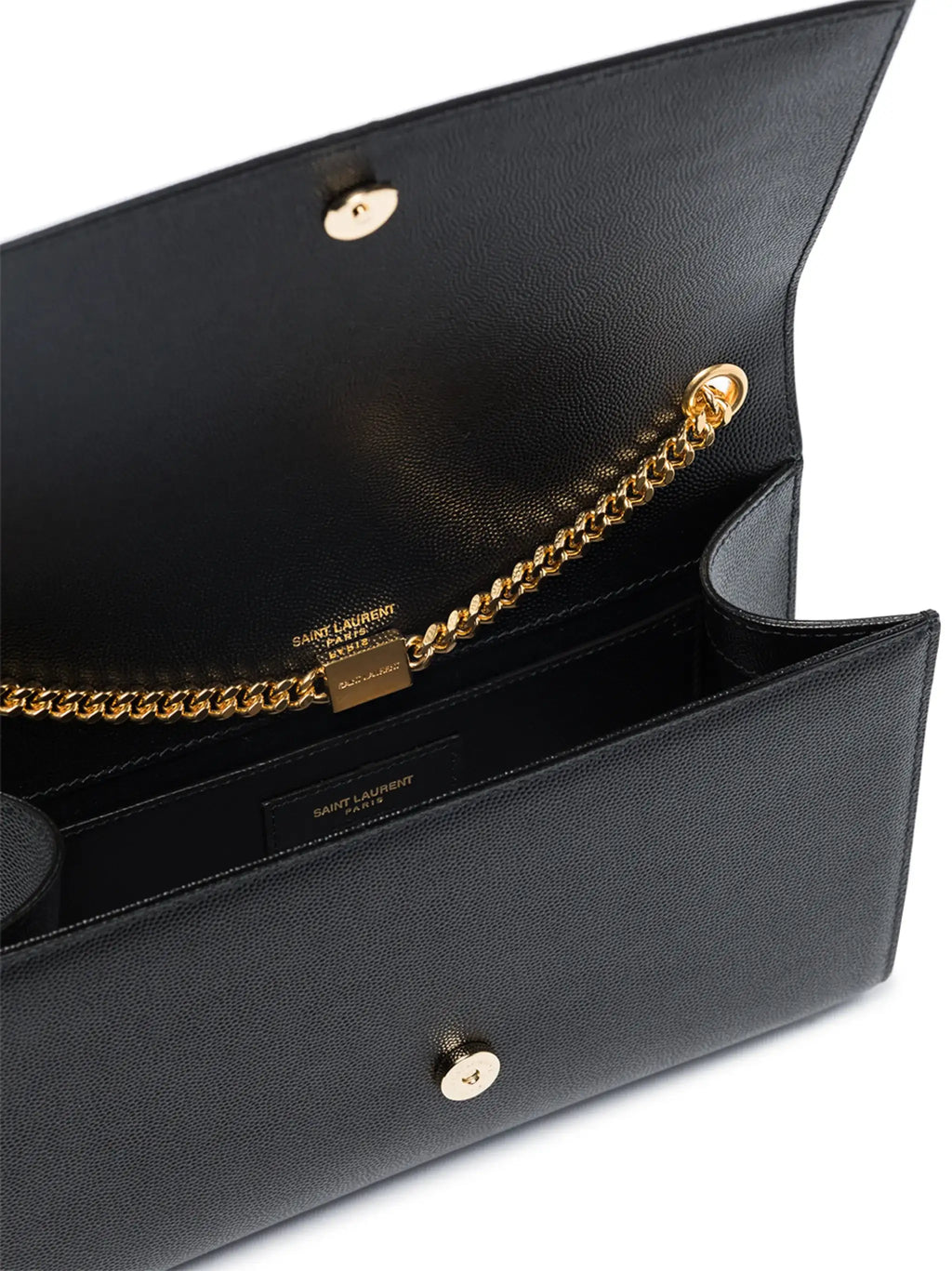 YSL SAINT LAURENT Kate Medium Grain de Poudre Shoulder Bag Black with Gold Logo