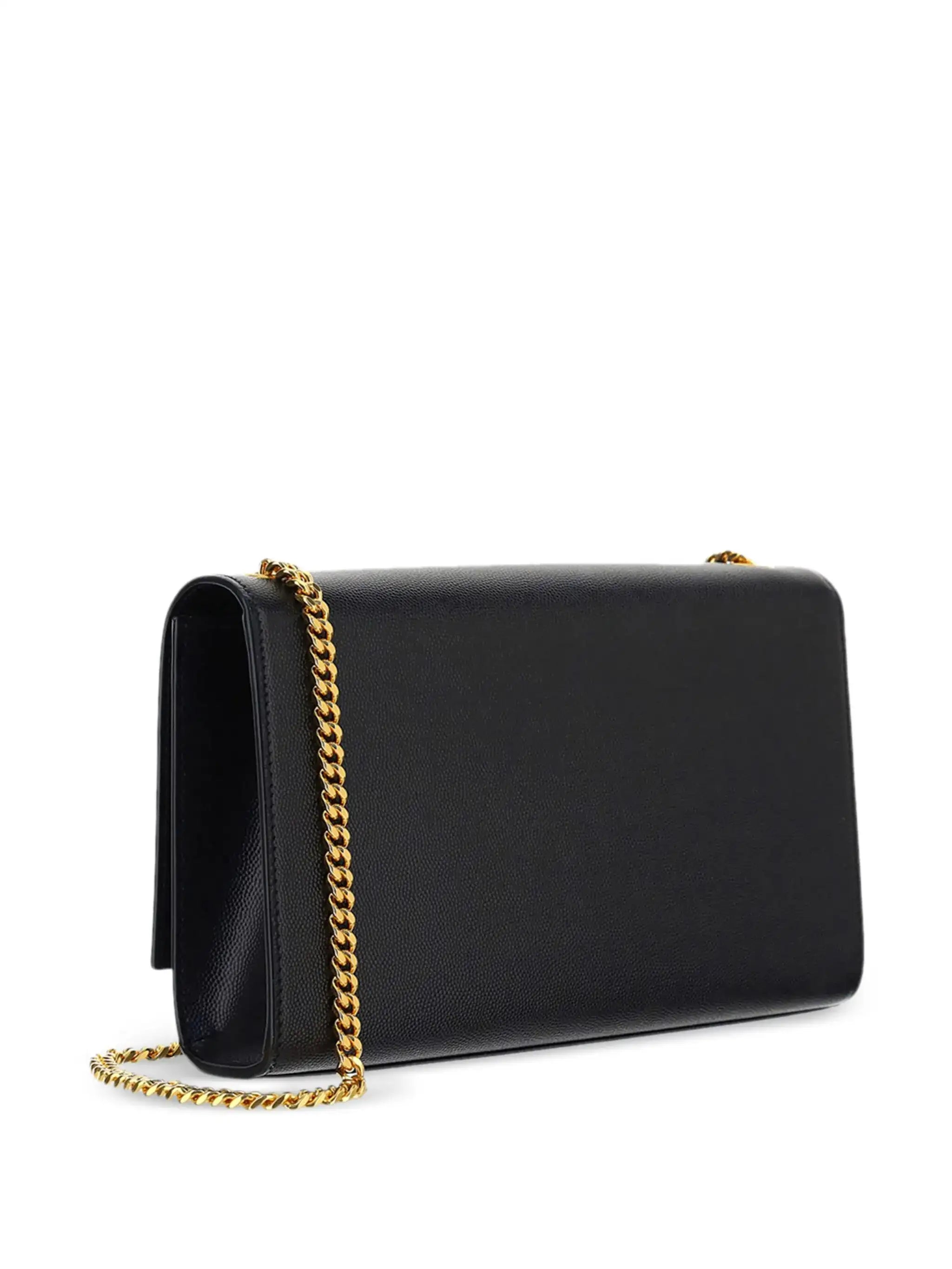 YSL SAINT LAURENT Kate Medium Grain de Poudre Shoulder Bag Black with Gold Logo