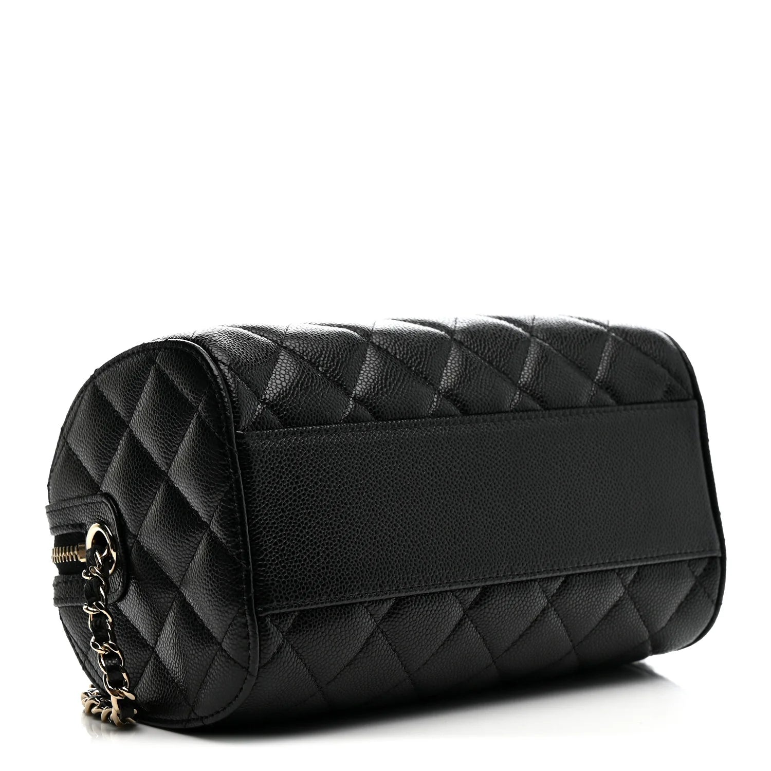 Chanel Caviar Quilted Barrel Clutch With Chain Black