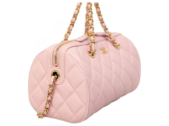 CHANEL 2 Way Handbag Matelasse Lambskin Pink