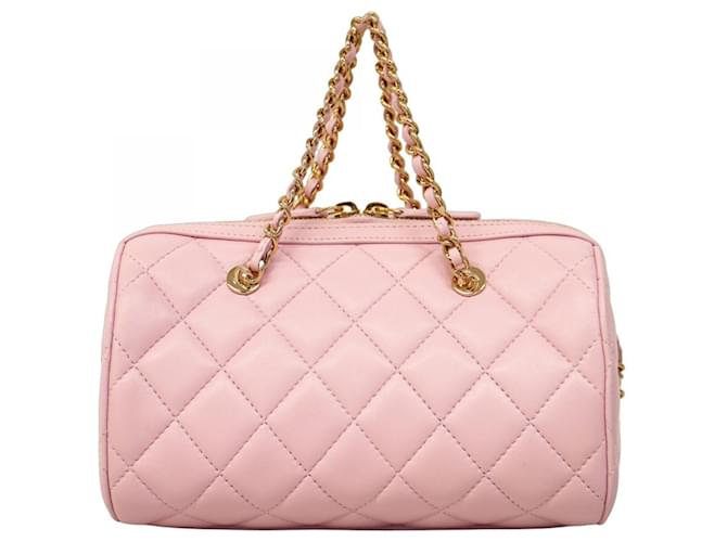 CHANEL 2 Way Handbag Matelasse Lambskin Pink