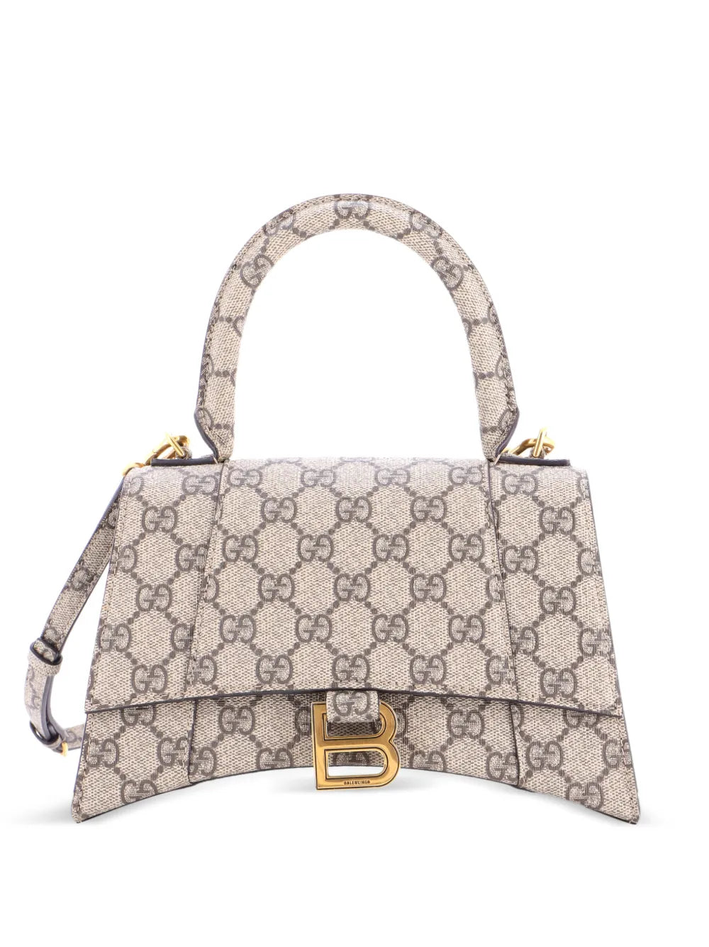 Balenciaga X GUCCI GG Supreme Monogram Small Hourglass Top Handle Bag Beige Ebony Sold Out