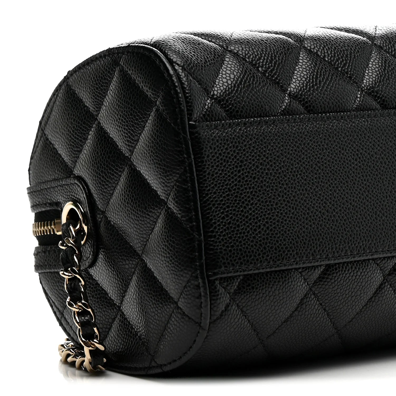 Chanel Caviar Quilted Barrel Clutch With Chain Black