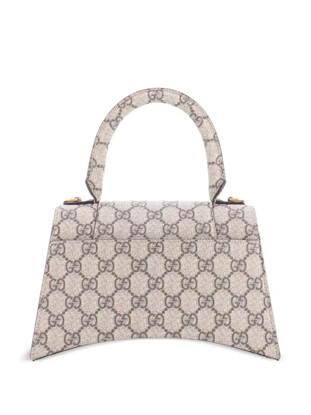 Balenciaga X GUCCI GG Supreme Monogram Small Hourglass Top Handle Bag Beige Ebony