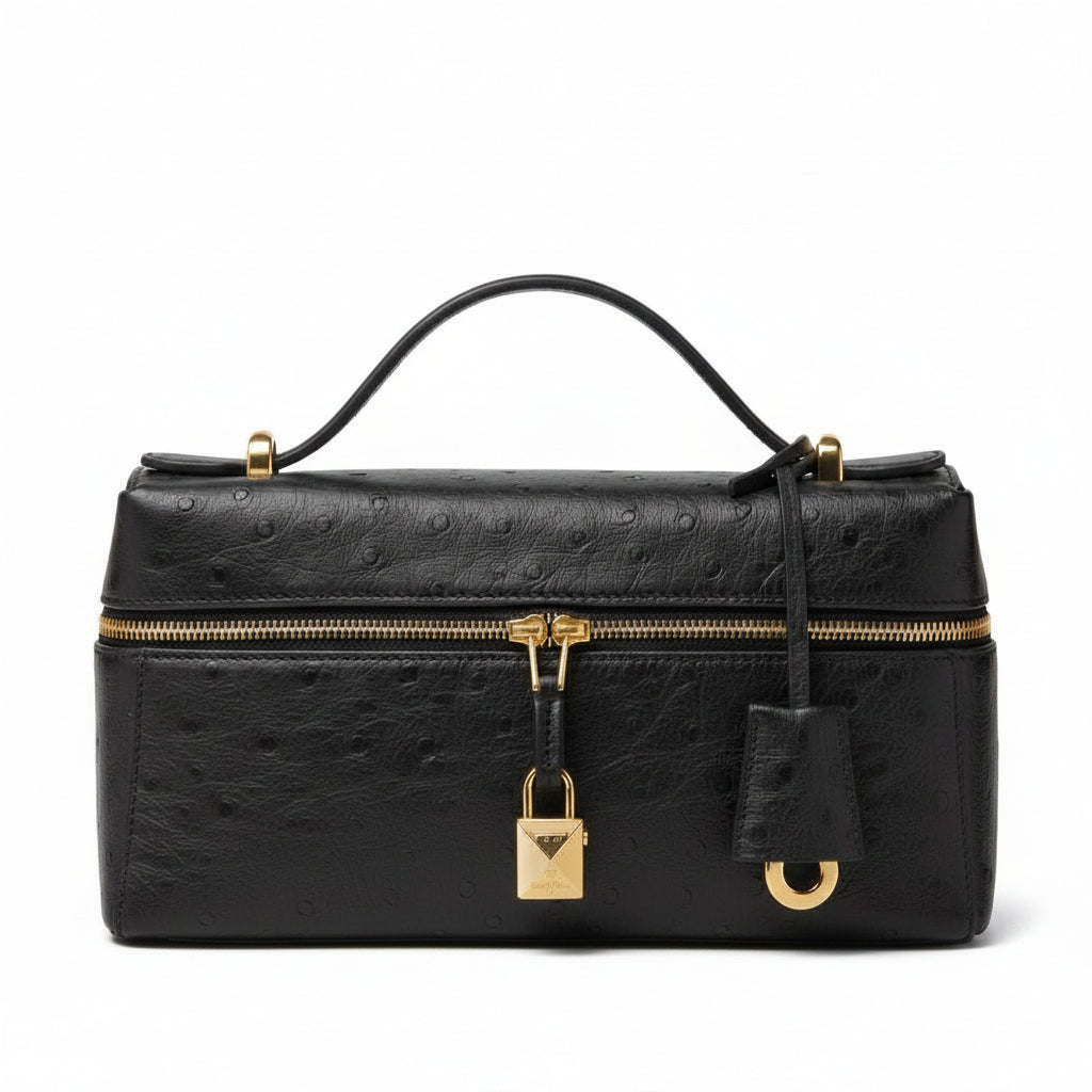 Loro Piana Extra Pocket L19 in Ostrich Leather – Nero Black