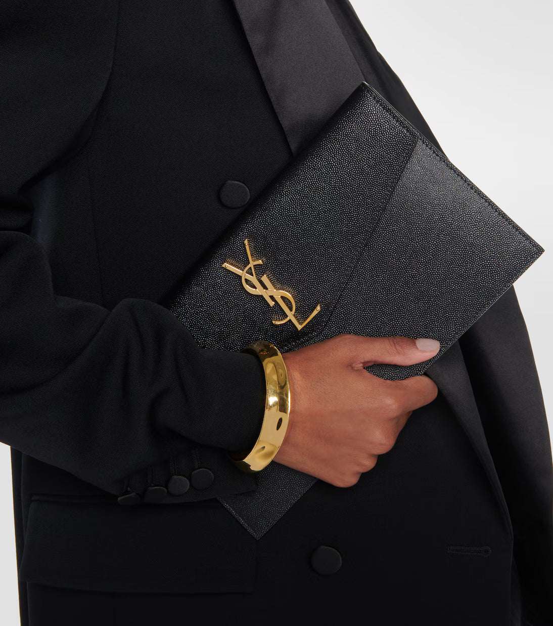 Saint Laurent Grain De Poudre Uptown Pouch Black