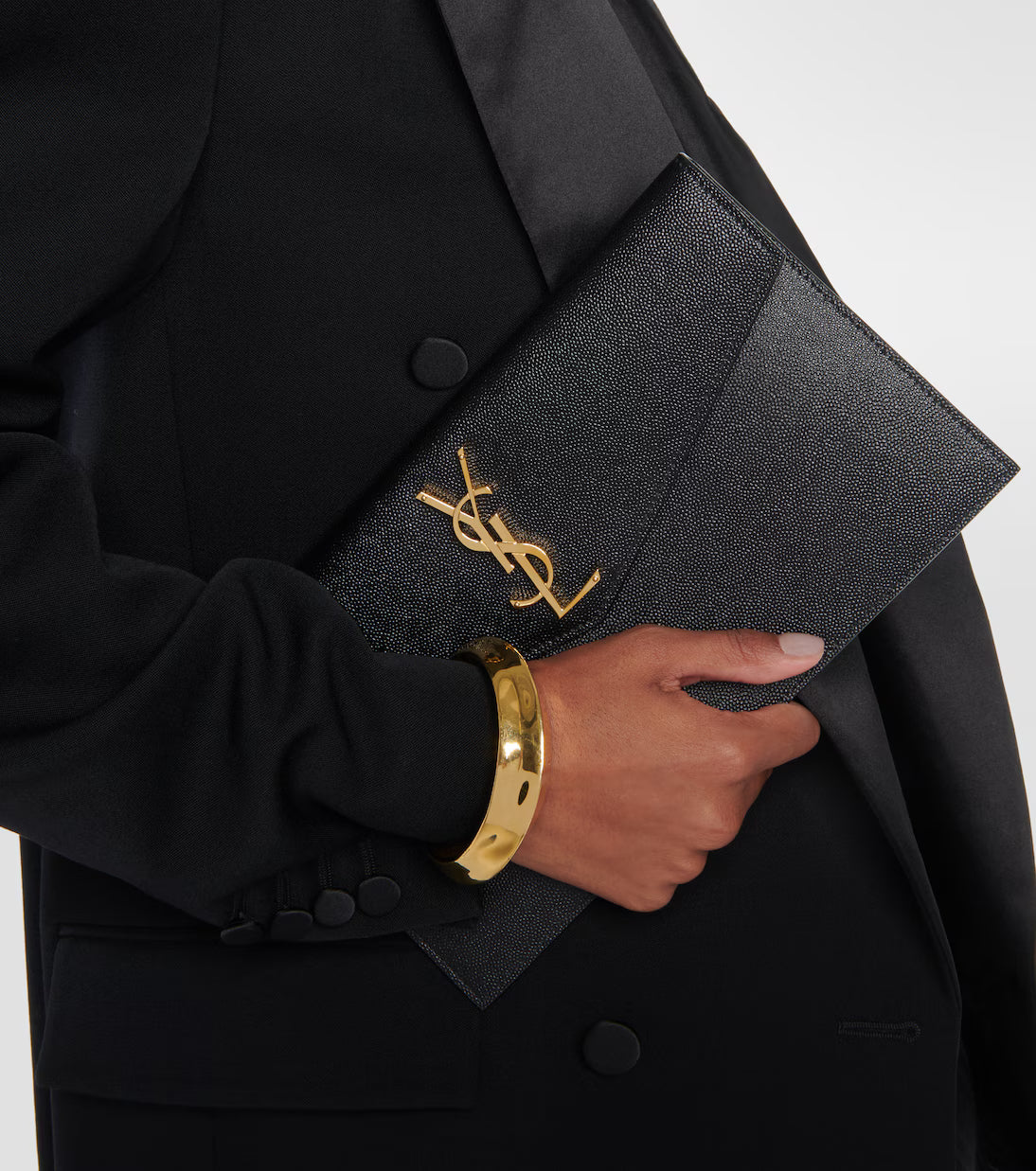 Saint Laurent Grain De Poudre Uptown Pouch Black