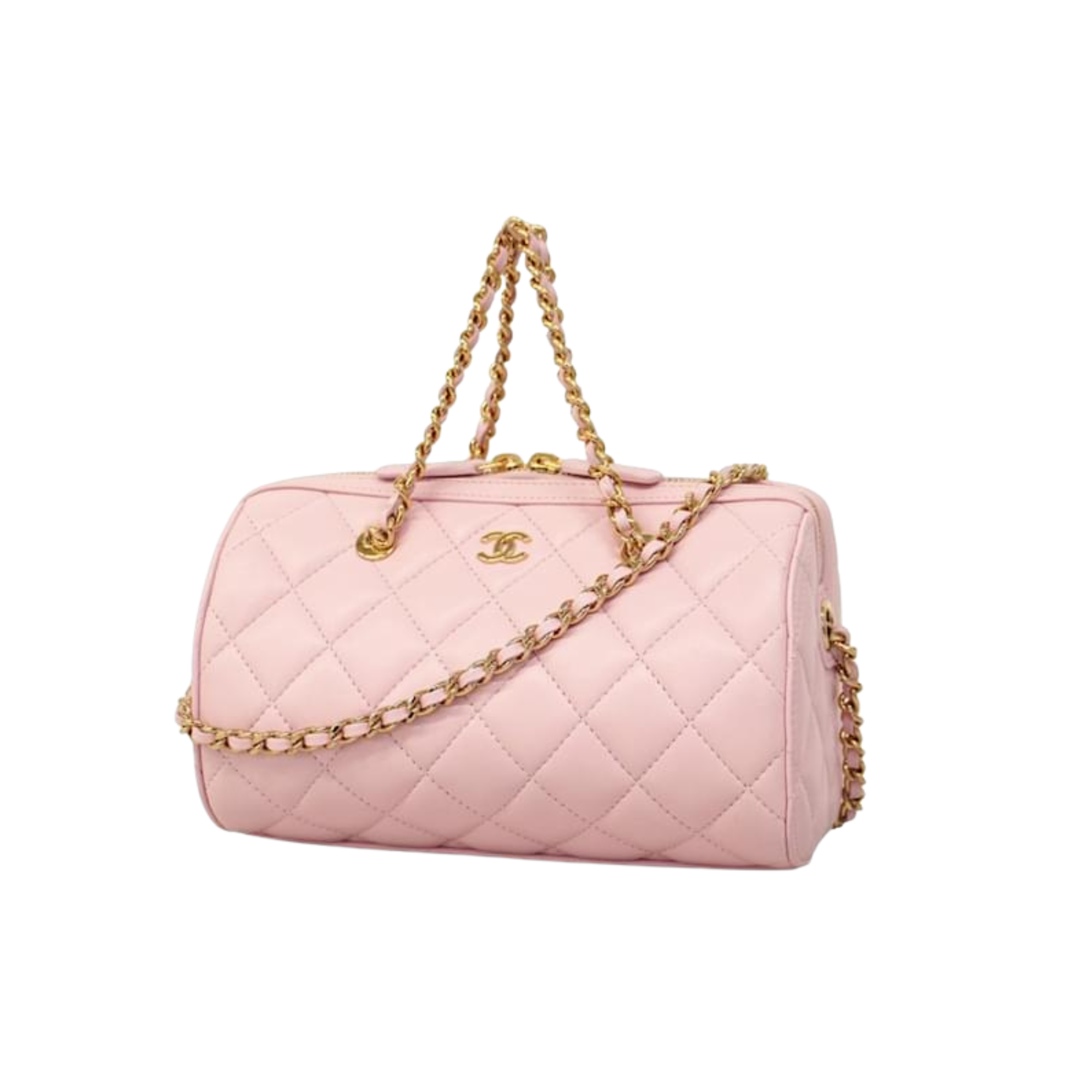 CHANEL 2 Way Handbag Matelasse Lambskin Pink