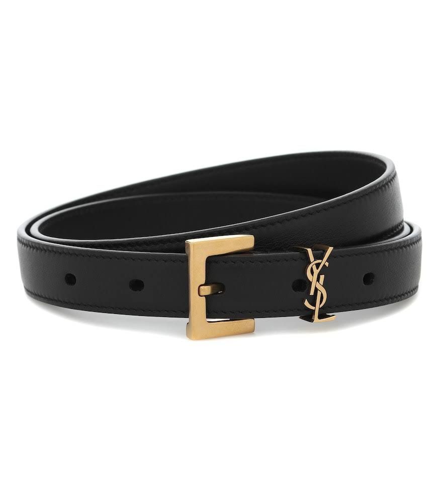 Saint Laurent Cassandre Leather Belt with Square Buckle