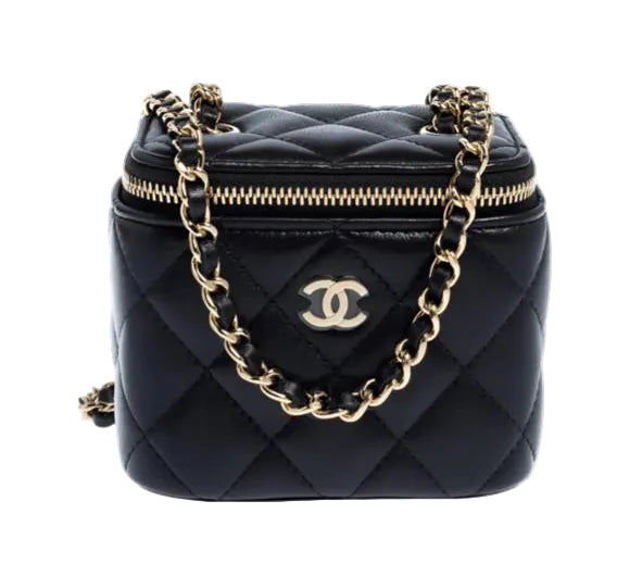 Chanel Small Vanity Case with Top Handle – Black Lambskin with Gold-Tone Hardware