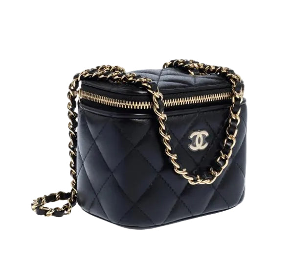 Chanel Small Vanity Case with Top Handle – Black Lambskin with Gold-Tone Hardware
