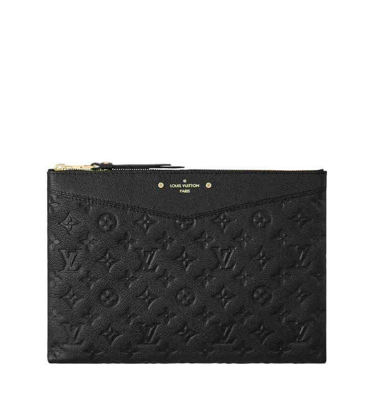 Louis Vuitton Monogram Shadow Leather Pouch - Black with Gold Hardware Portfolio