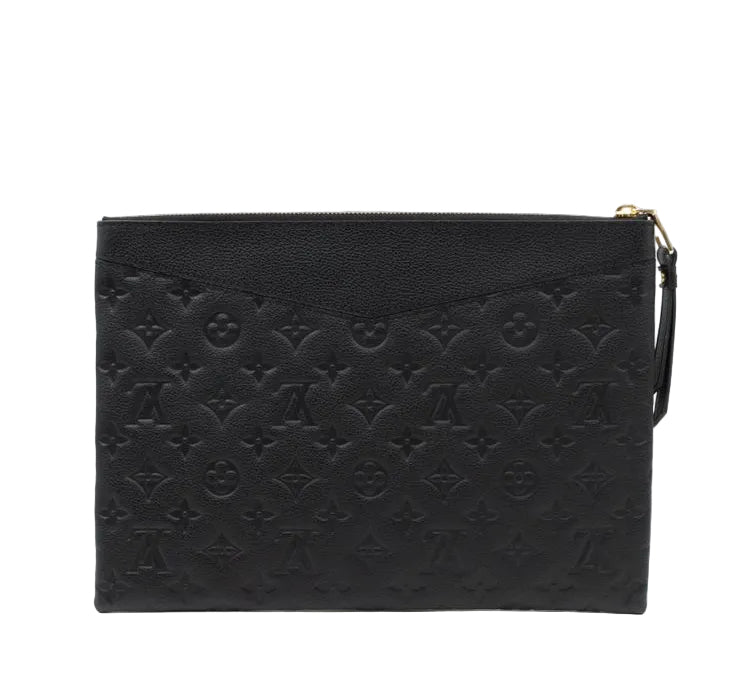 Louis Vuitton Monogram Shadow Leather Pouch - Black with Gold Hardware Portfolio