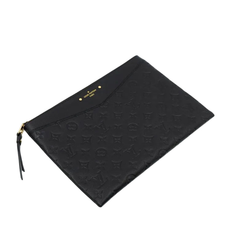 Louis Vuitton Monogram Shadow Leather Pouch - Black with Gold Hardware Portfolio