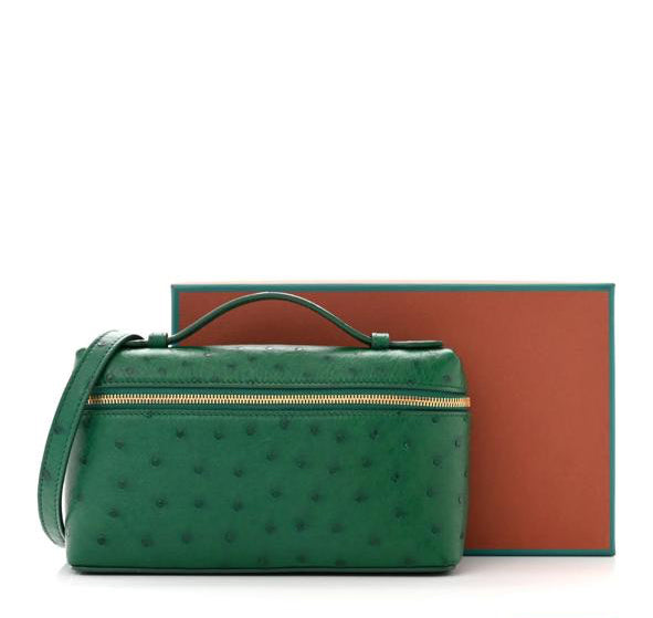 Loro Piana Extra Pocket L19 in Ostrich Leather green