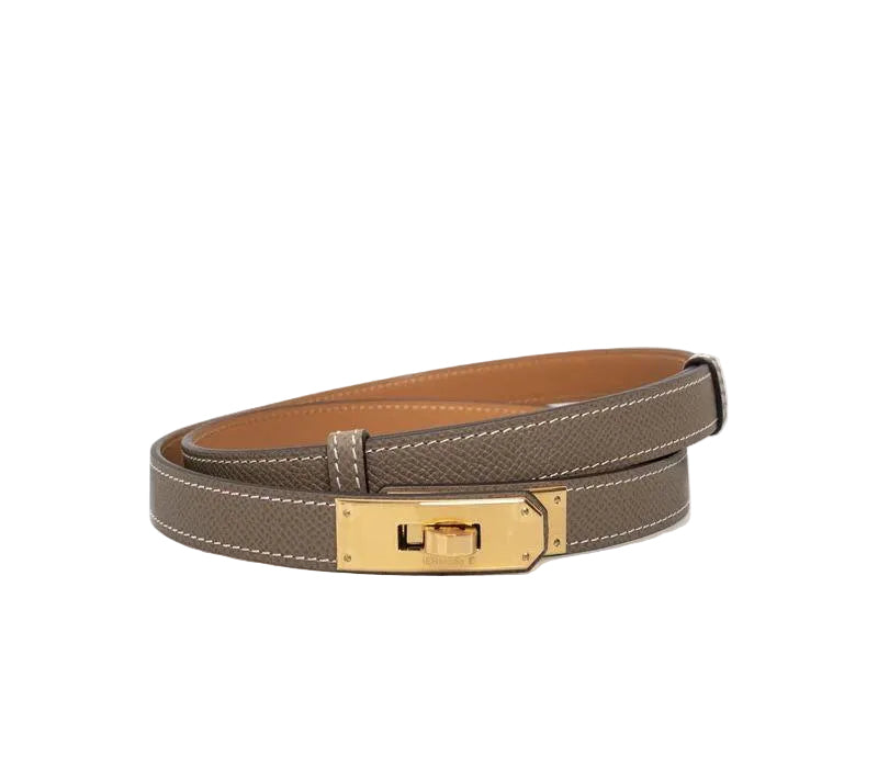 Hermès Kelly 18 Belt in Epsom Leather – Étoupe with Brushed Gold Hardware