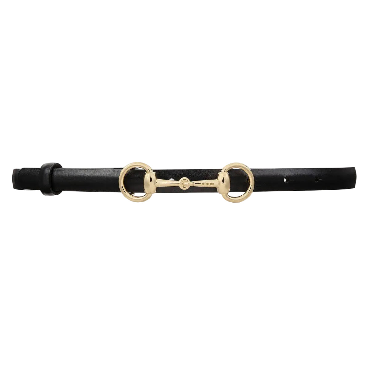 Gucci Horsebit Slim Leather Belt – Black with Gold-Tone Hardware