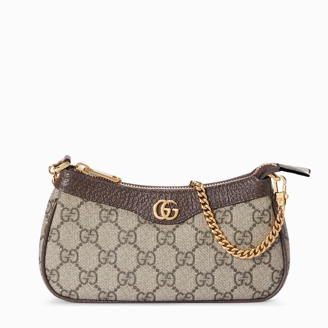 Gucci Ophidia GG Mini Bag – Beige/White GG Supreme Canvas with Gold-Tone Chain