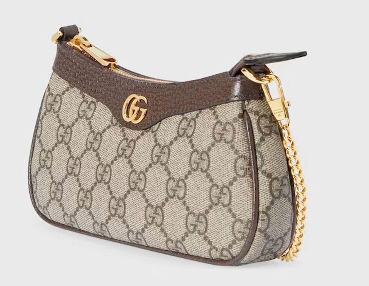 Gucci Ophidia GG Mini Bag – Beige/White GG Supreme Canvas with Gold-Tone Chain