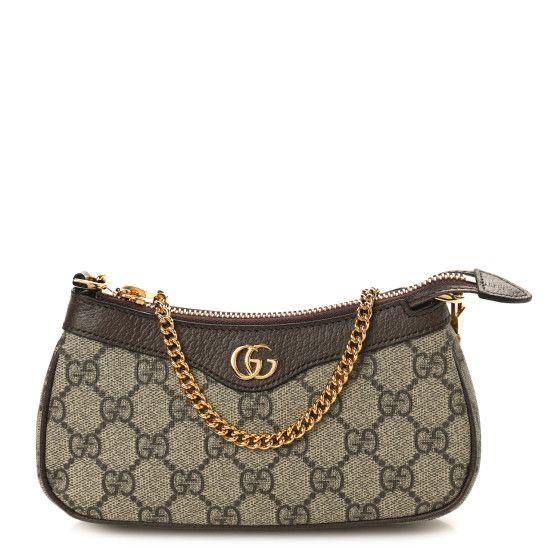 Gucci Ophidia GG Mini Bag – Beige/White GG Supreme Canvas with Gold-Tone Chain