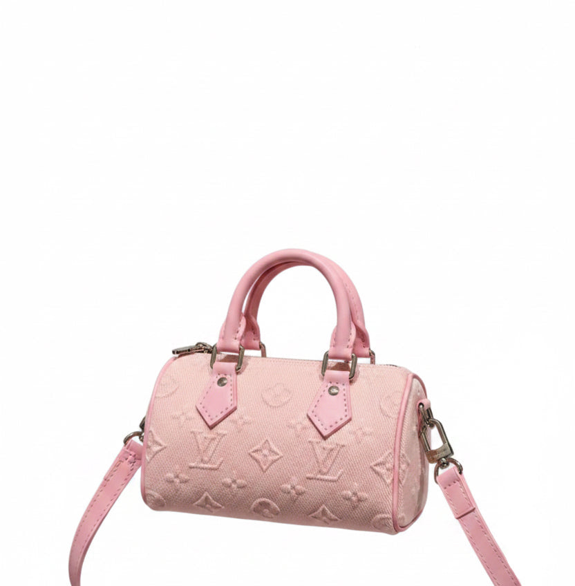 Louis Vuitton Nano Speedy in Pink Monogram Denim