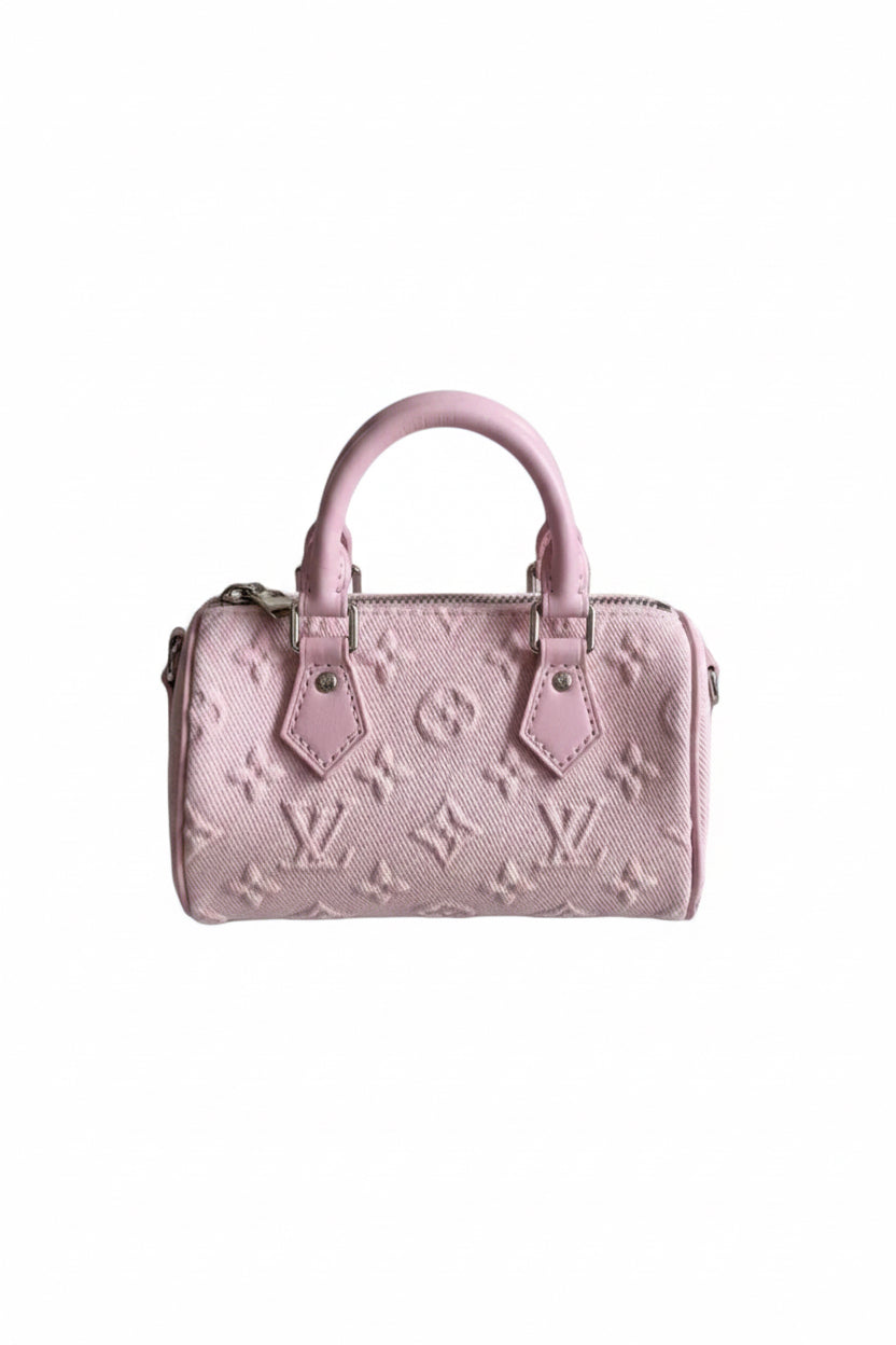 Louis Vuitton Nano Speedy in Pink Monogram Denim