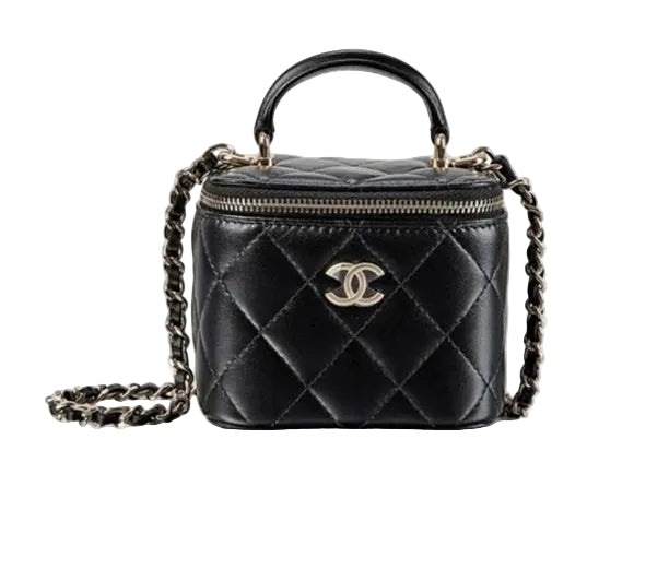 Chanel Small Vanity Case with Top Handle – Black Lambskin with Gold-Tone Hardware
