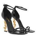 Saint Laurent Opyum 110 Sandal in Patent Leather with Gold YSL Heel