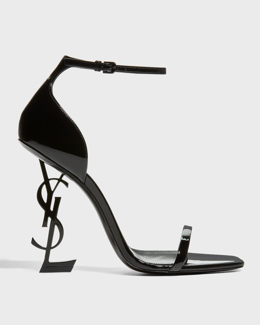 Saint Laurent Opyum 110 Sandal in Patent Leather with Black YSL Heel