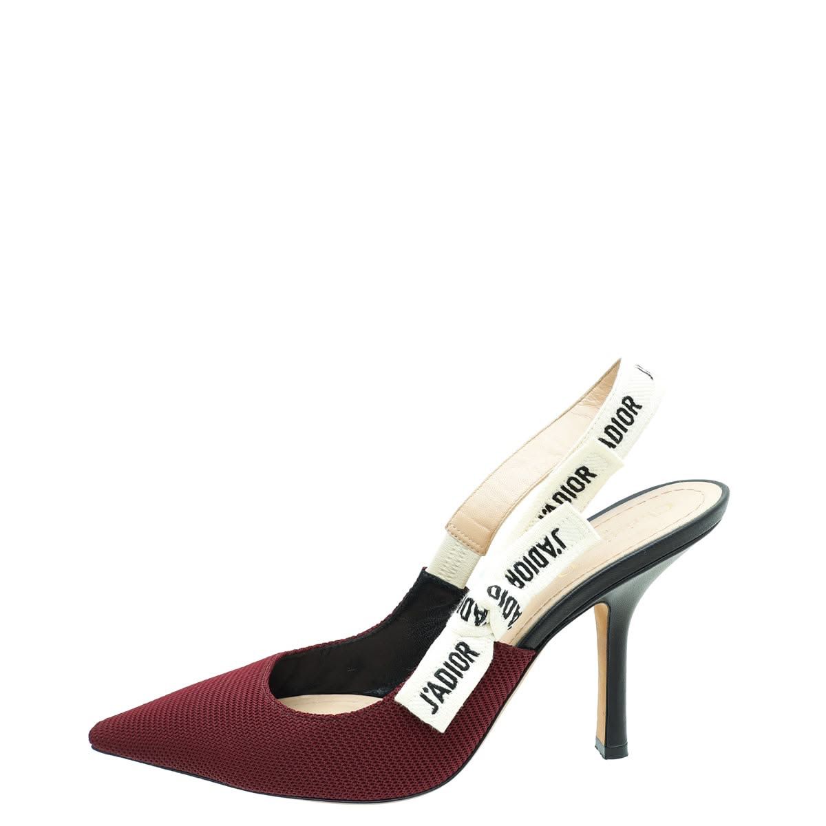 Christian Dior J'Adior Slingback Pump – Burgundy Technical Fabric with Embroidered Ribbon