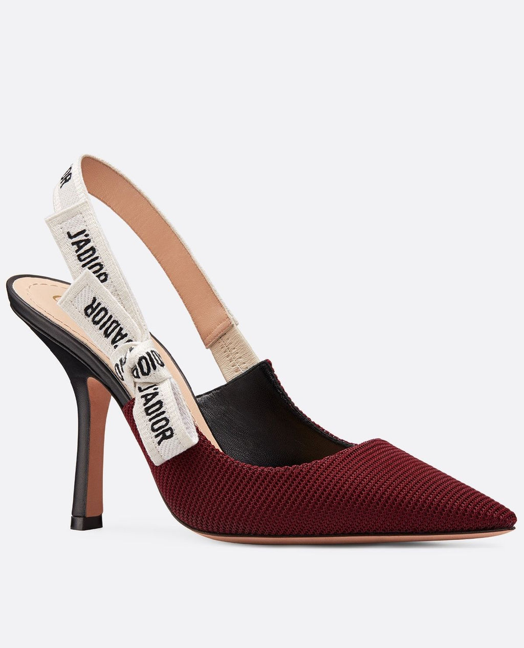 Christian Dior J'Adior Slingback Pump – Burgundy Technical Fabric with Embroidered Ribbon