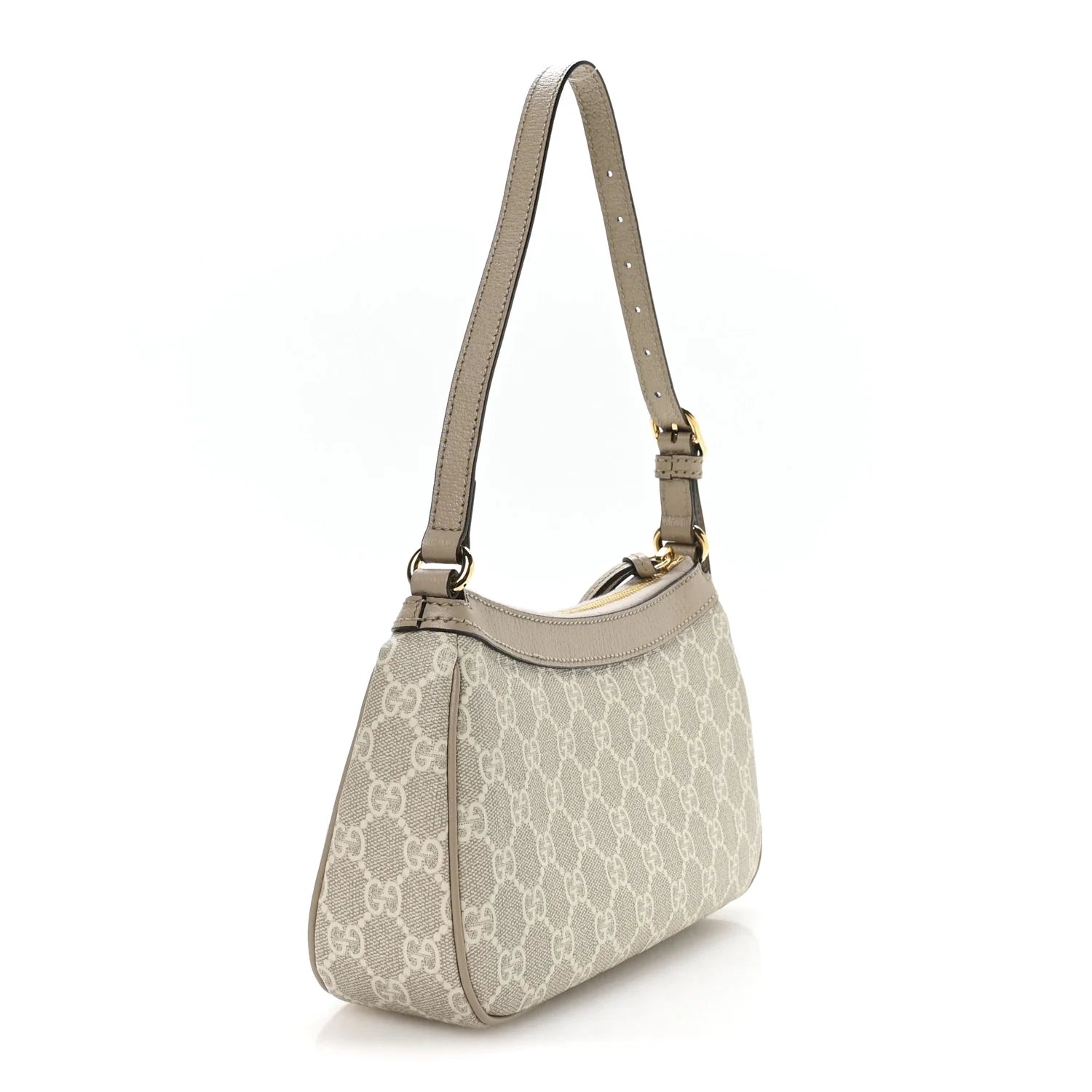 Gucci GG Supreme Monogram Textured Dollar Calfskin Small Ophidia Hobo Beige Mystic White Oatmeal