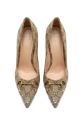 Gucci GG Crystal-Embellished Canvas Pumps – Beige GG Supreme with Horsebit Detail