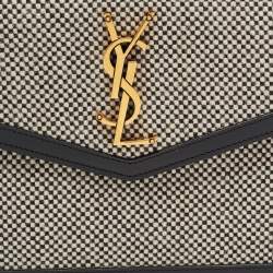 Saint Laurent Canvas Uptown Pouch Black White