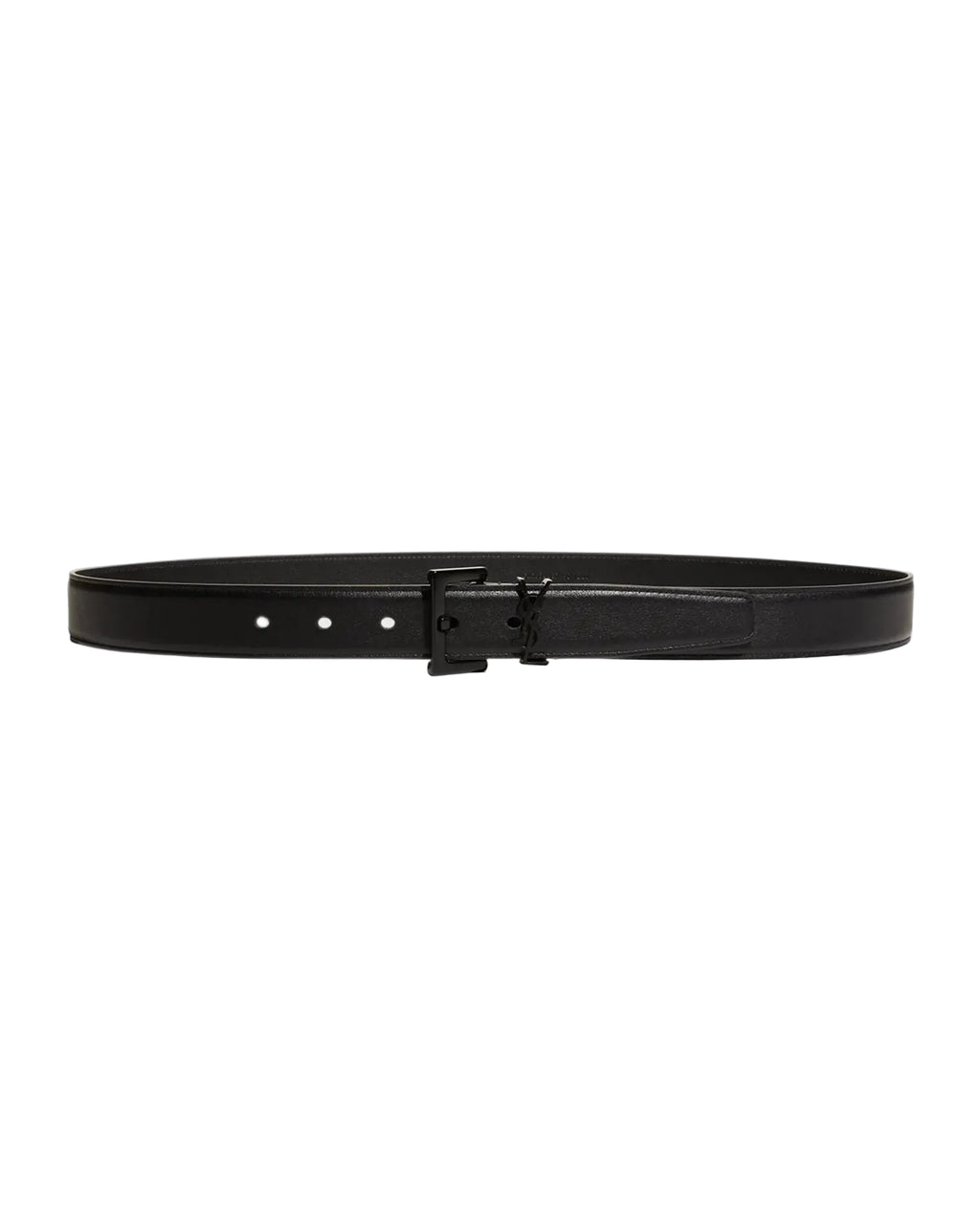 Saint Laurent Monogram Leather Belt – Black with Matte Black YSL Hardware