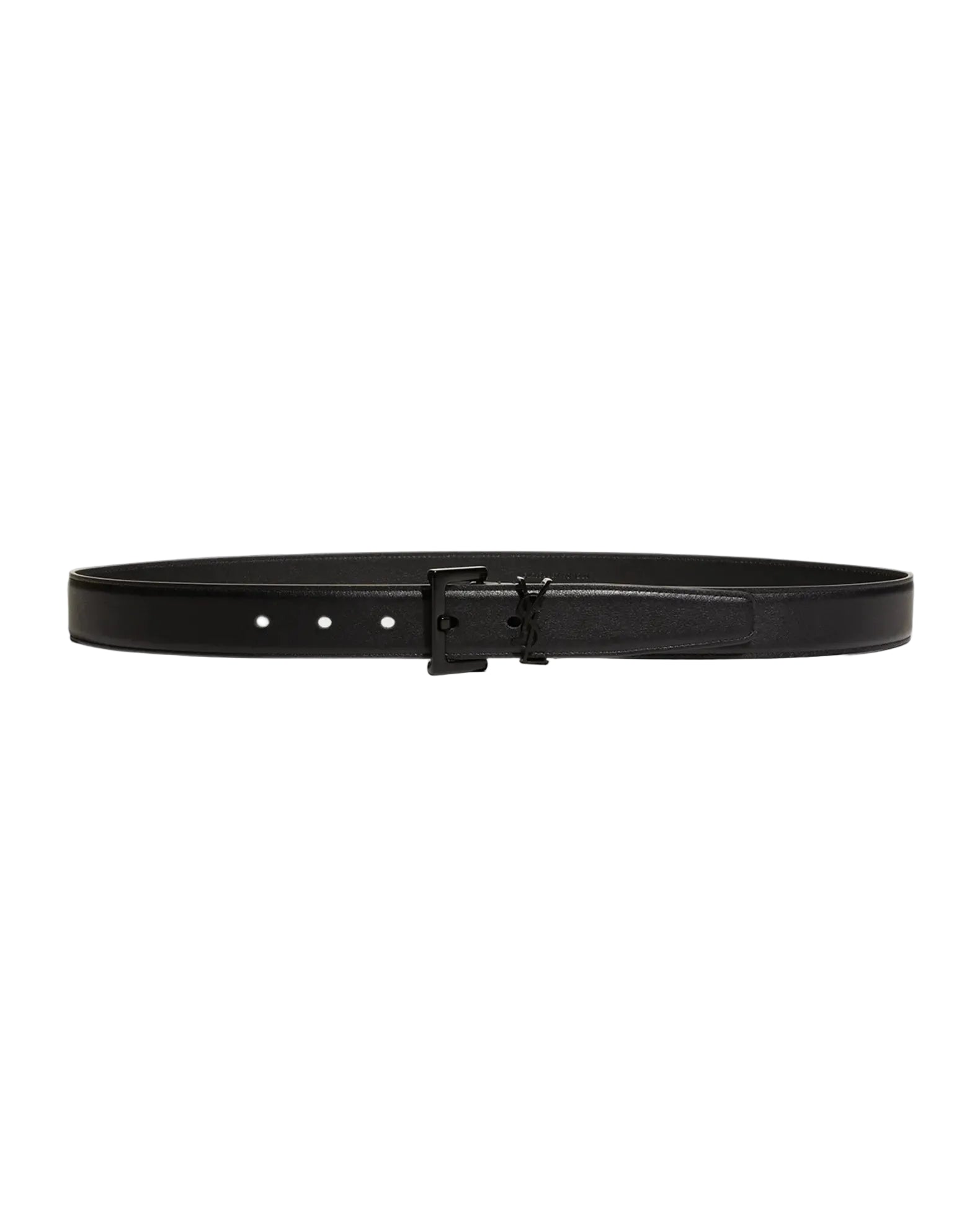 Saint Laurent Monogram Leather Belt – Black with Matte Black YSL Hardware